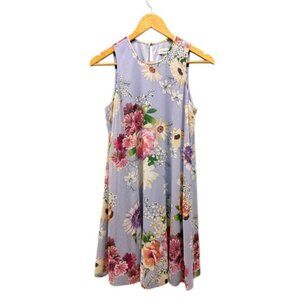Calvin Klein Dress Womens Purple Floral A-Line Sleeveless Midi Summer Size 4 NWT